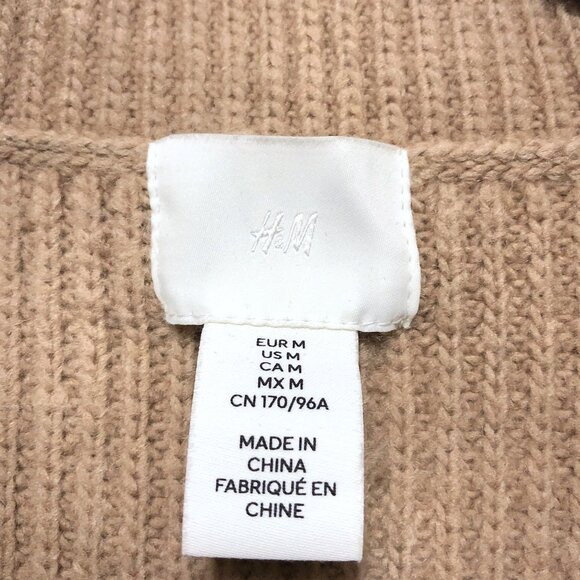 H&M Tan Ribbed Long Sleeve High Collar Knit Sweater M - Picture 3 of 7